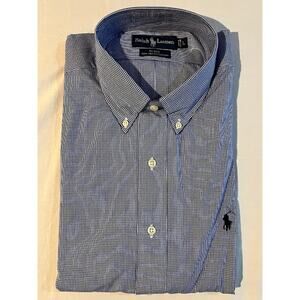VTG 80s Ralph Lauren Shirt Blake Mens Button Down Blue White Check Preppy Sz L